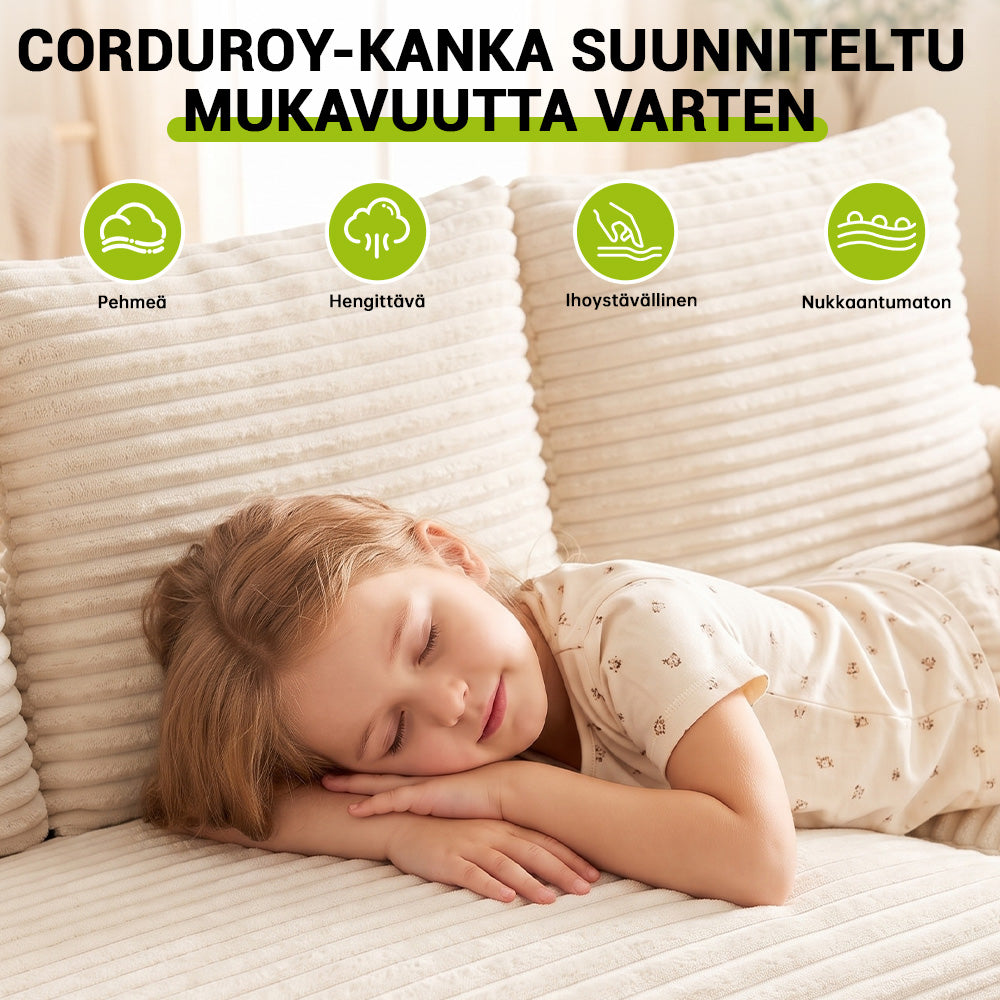 L-Muotoinen Rungoton Modulaarinen Vakosamettinen Kulmasohva Divaanilla, Ei Vaadi Kokoamista