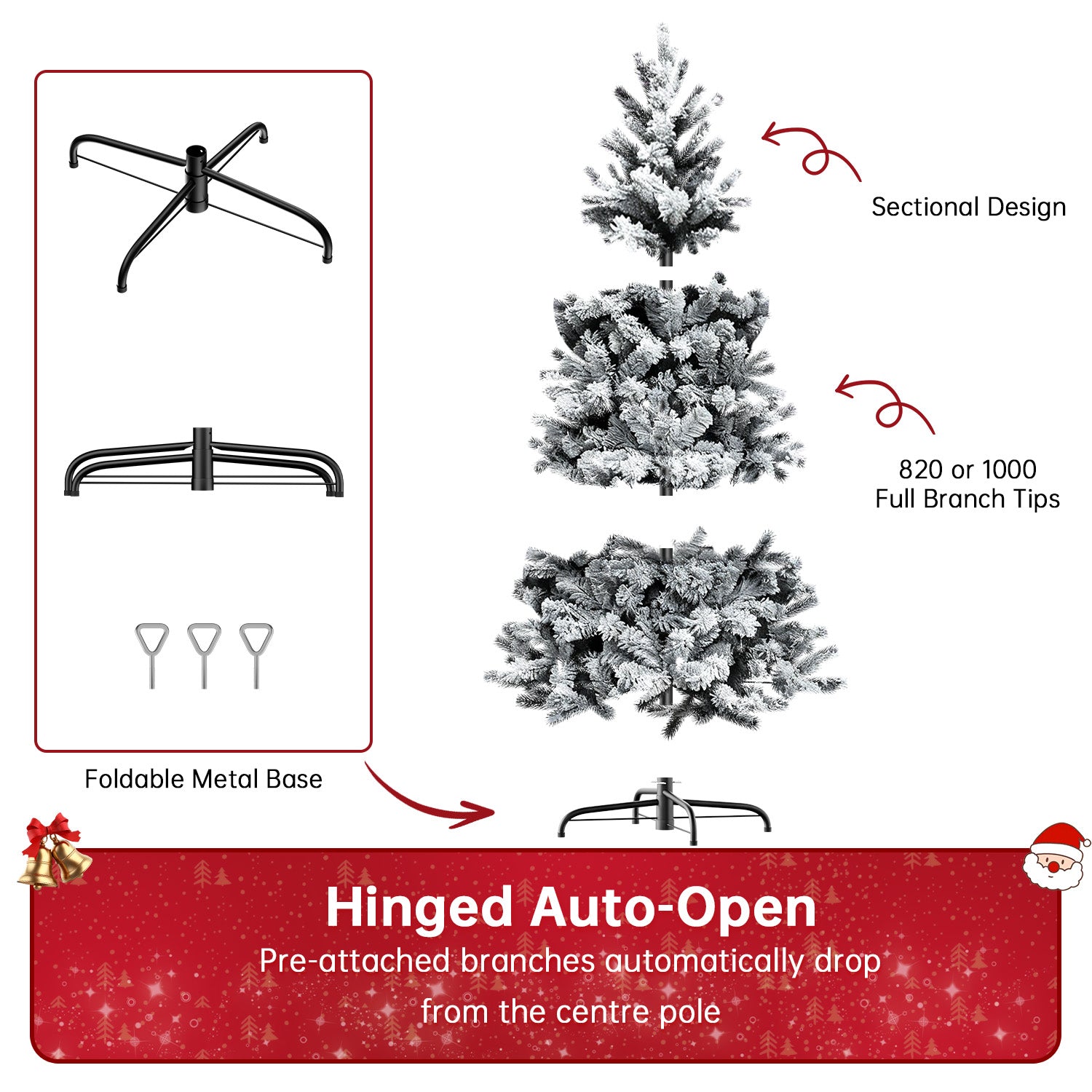 Keinotekoinen Joulukuusi, Kokoontaitettavat Parveilevat Joulukuuset Metallijalustalla