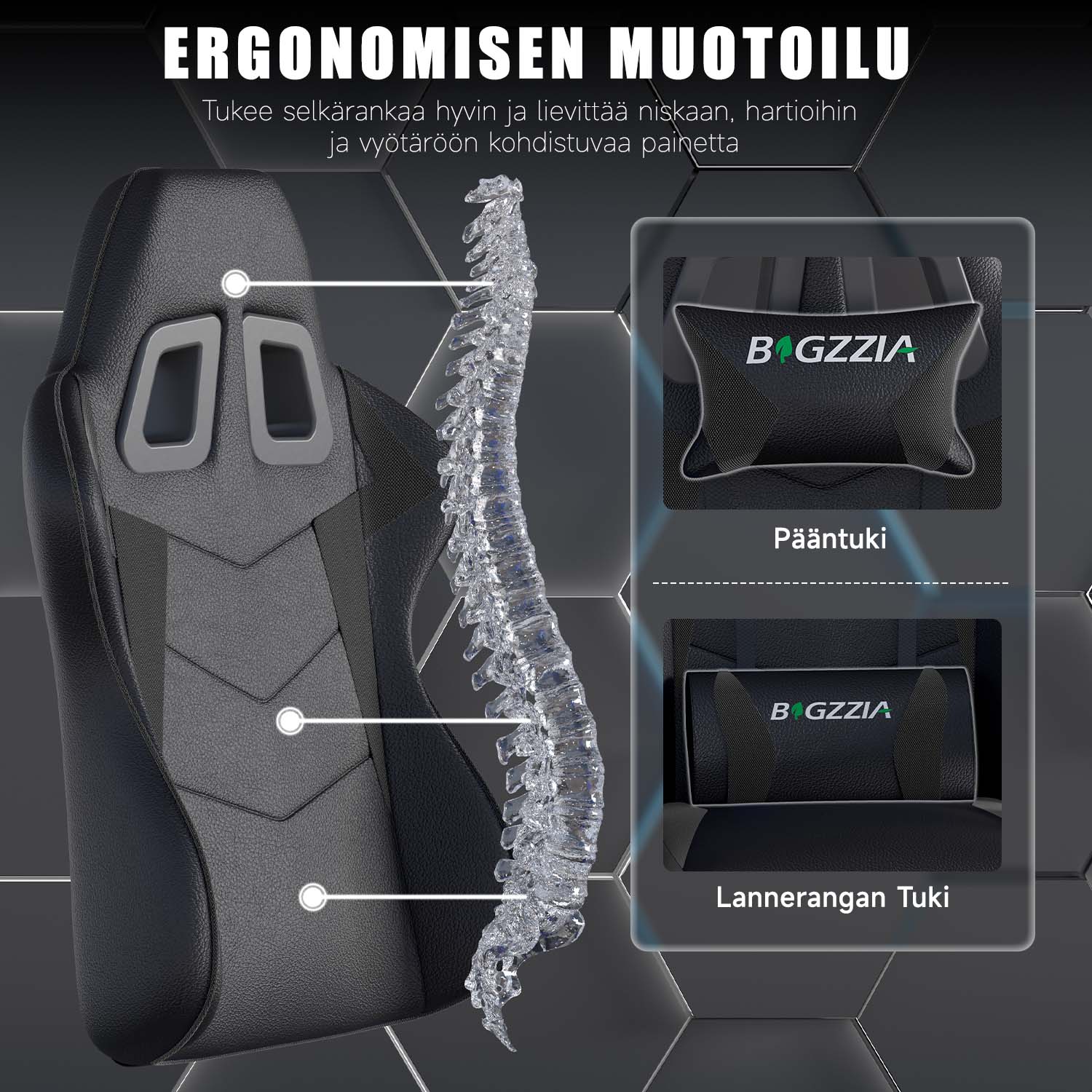 Pelituoli, Ergonominen Muotoilu, Niskatuki ja Ristiselän Tyyny, Pyörivä Kotitoimiston PU-nahkainen Tuoli
