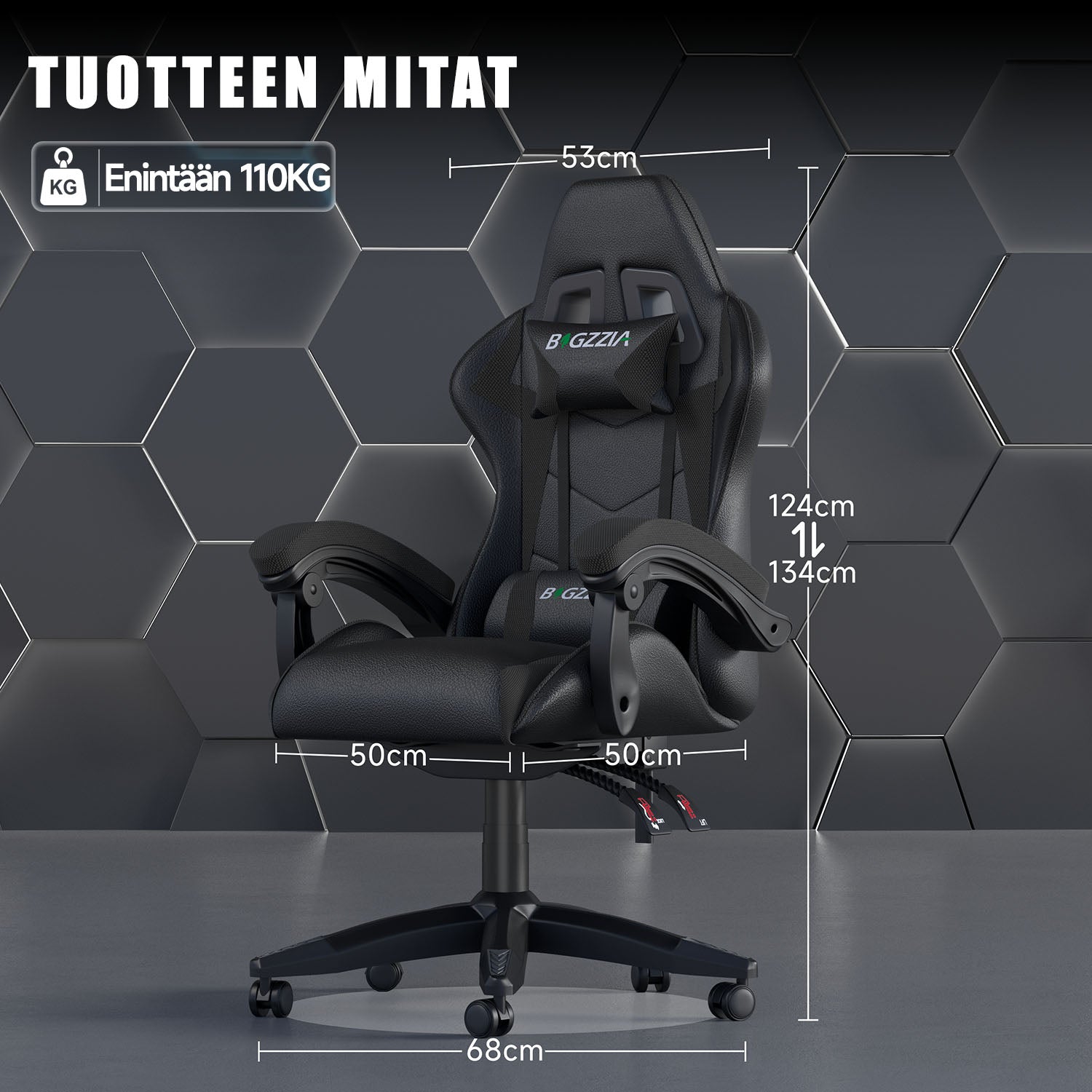 Pelituoli, Ergonominen Muotoilu, Niskatuki ja Ristiselän Tyyny, Pyörivä Kotitoimiston PU-nahkainen Tuoli