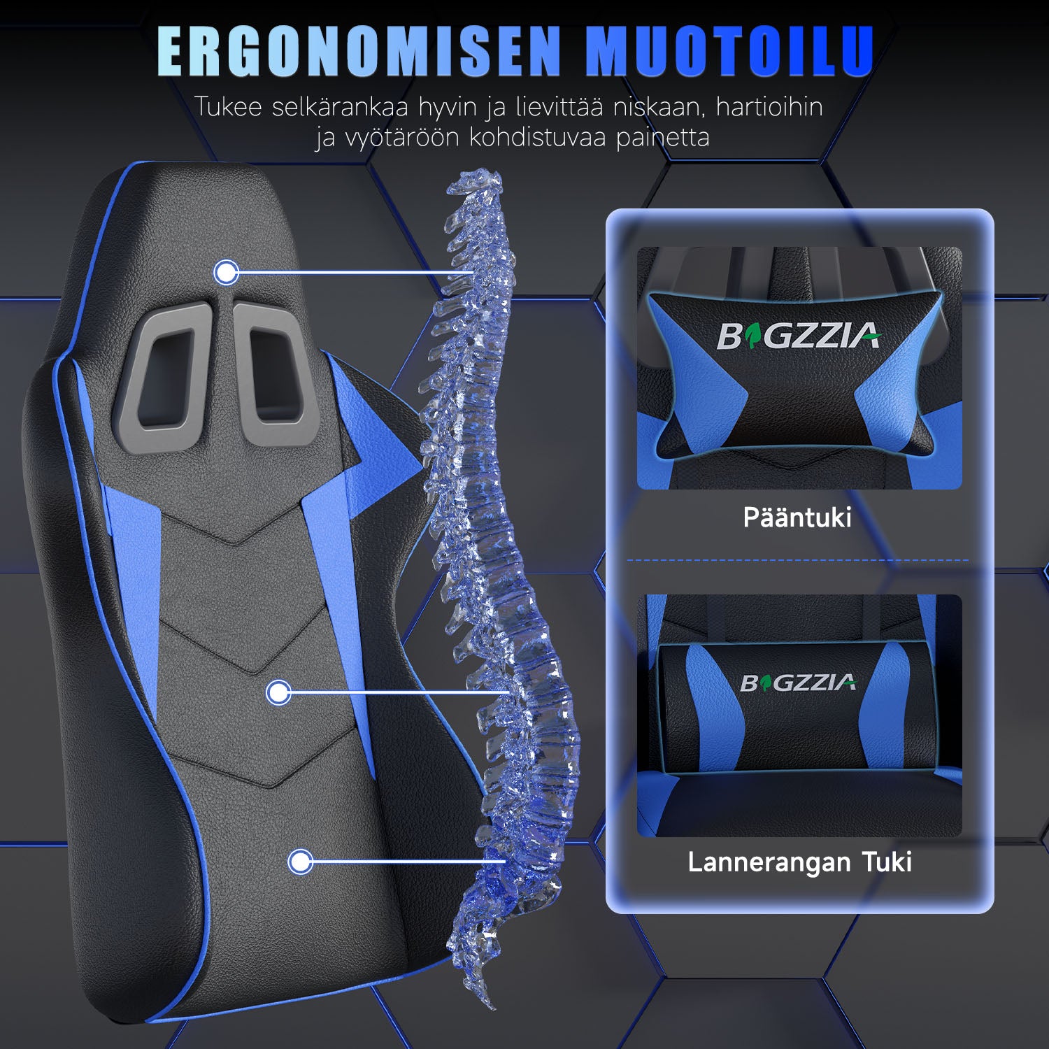 Pelituoli, Ergonominen Muotoilu, Niskatuki ja Ristiselän Tyyny, Pyörivä Kotitoimiston PU-nahkainen Tuoli