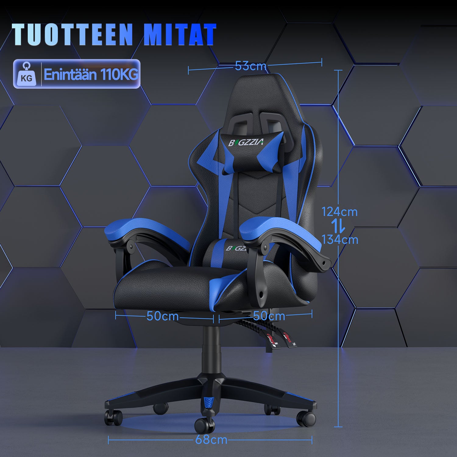 Pelituoli, Ergonominen Muotoilu, Niskatuki ja Ristiselän Tyyny, Pyörivä Kotitoimiston PU-nahkainen Tuoli