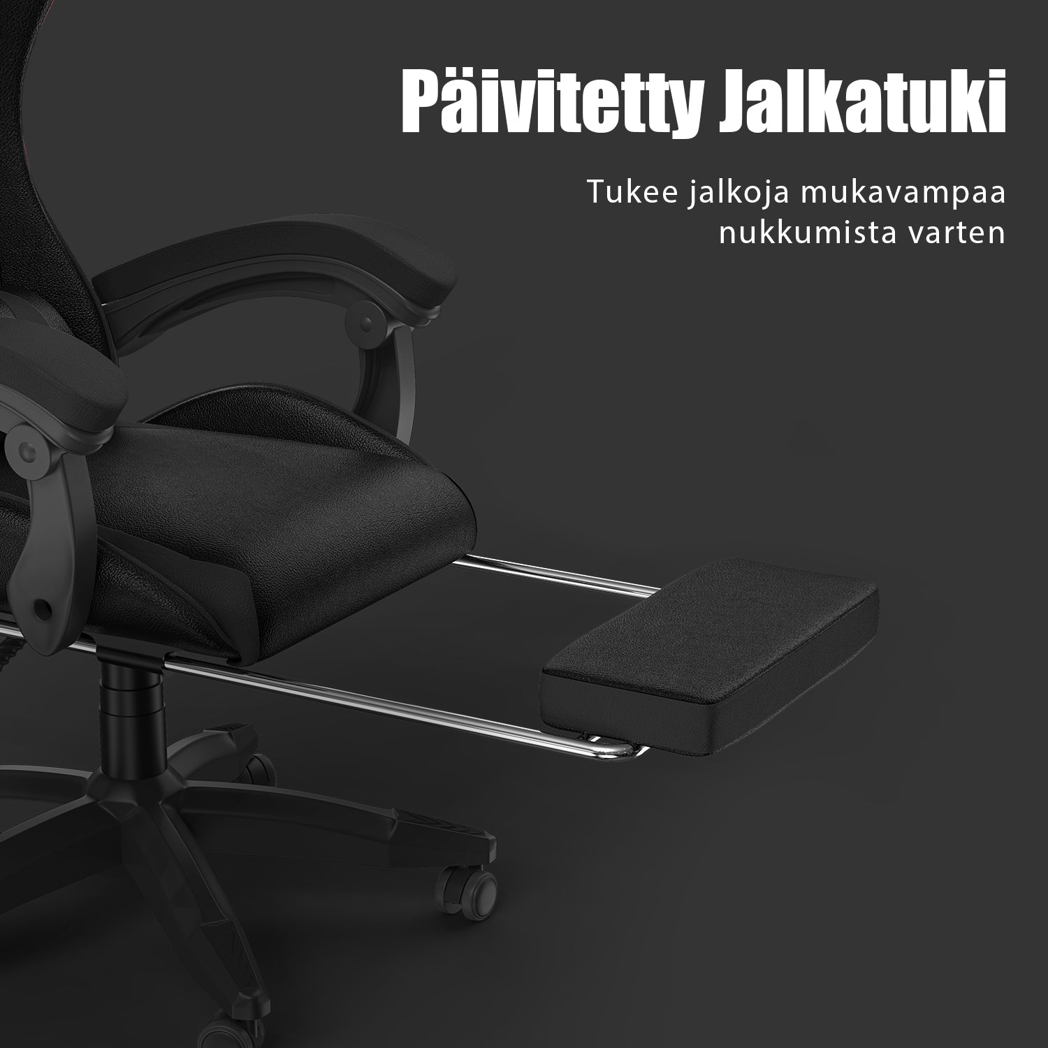 Ergonominen Pelituoli, 155° Kallistuva Pyörivä Tuoli Niskatuella, Ristiselän Tuki, PU-nahkainen Toimistotuoli