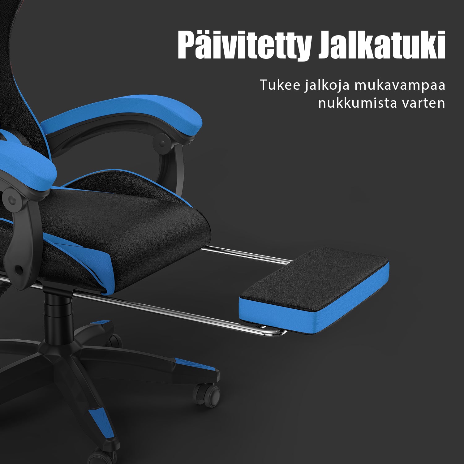 Ergonominen Pelituoli, 155° Kallistuva Pyörivä Tuoli Niskatuella, Ristiselän Tuki, PU-nahkainen Toimistotuoli