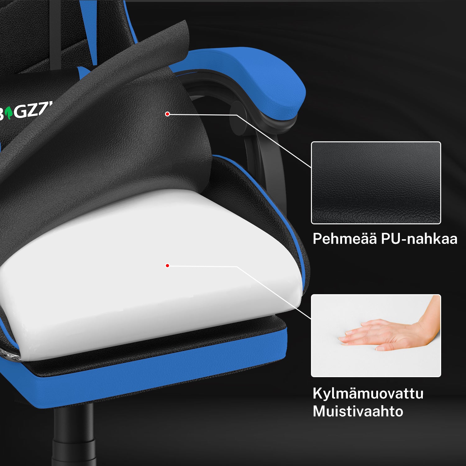 Ergonominen Pelituoli, 155° Kallistuva Pyörivä Tuoli Niskatuella, Ristiselän Tuki, PU-nahkainen Toimistotuoli