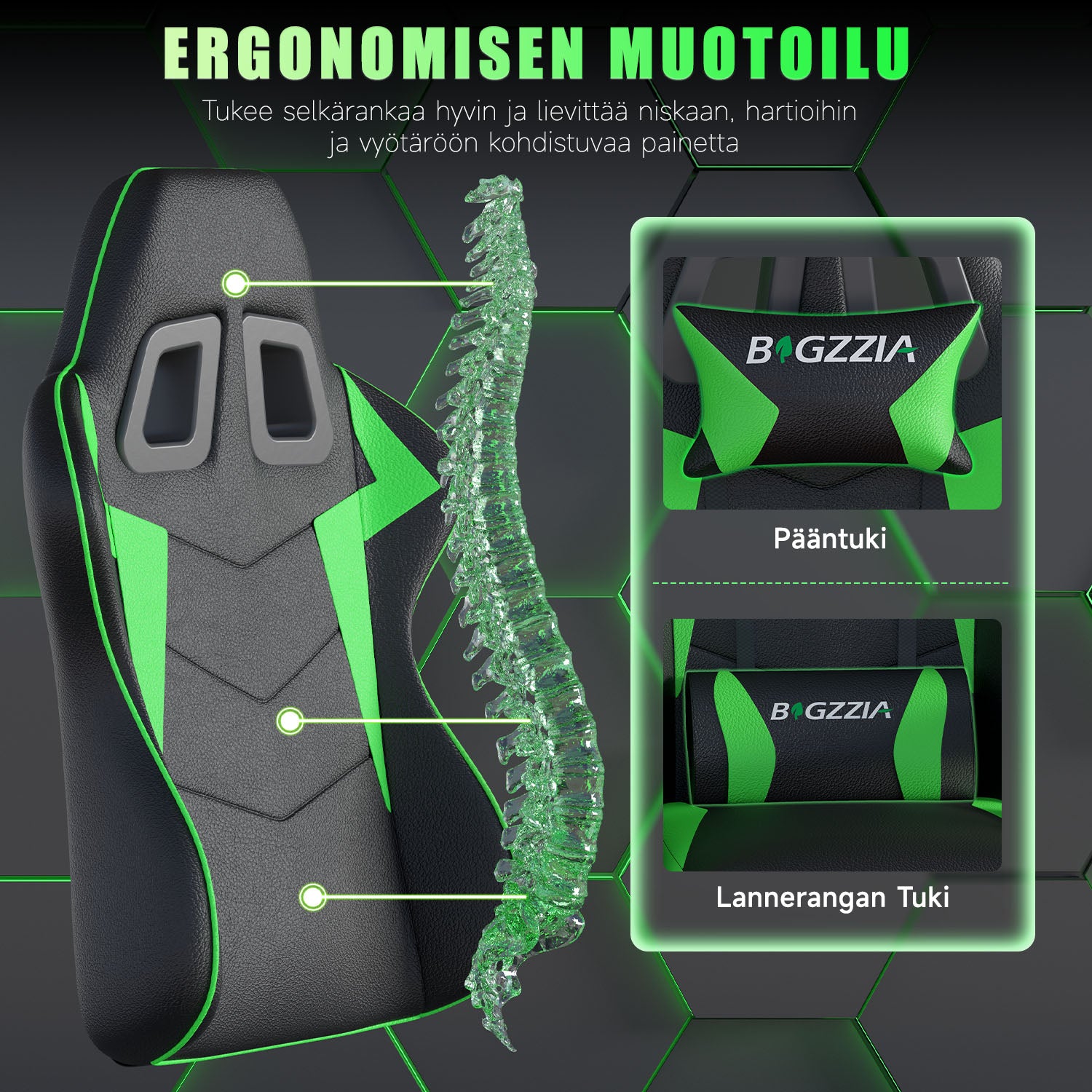 Pelituoli, Ergonominen Muotoilu, Niskatuki ja Ristiselän Tyyny, Pyörivä Kotitoimiston PU-nahkainen Tuoli