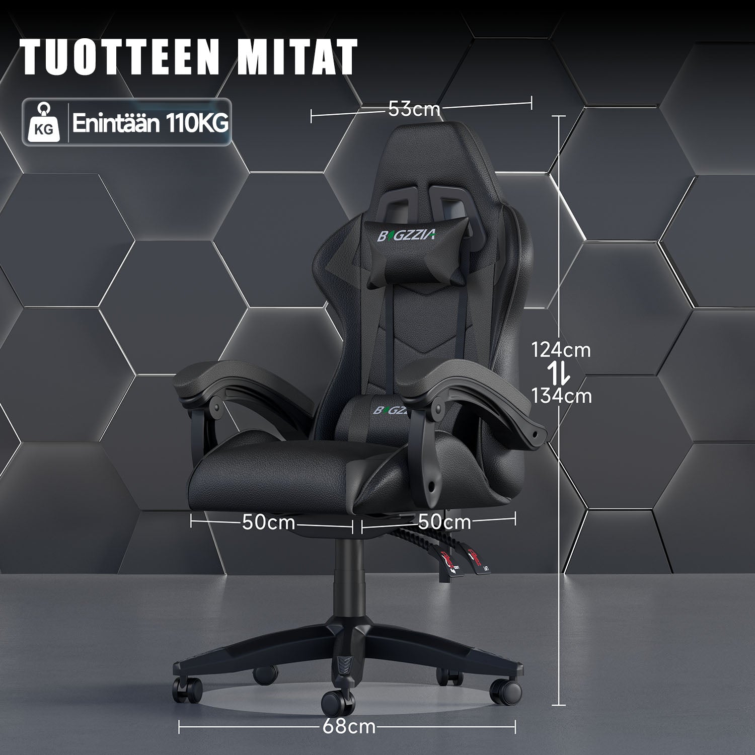 Pelituoli, Ergonominen Muotoilu, Niskatuki ja Ristiselän Tyyny, Pyörivä Kotitoimiston PU-nahkainen Tuoli