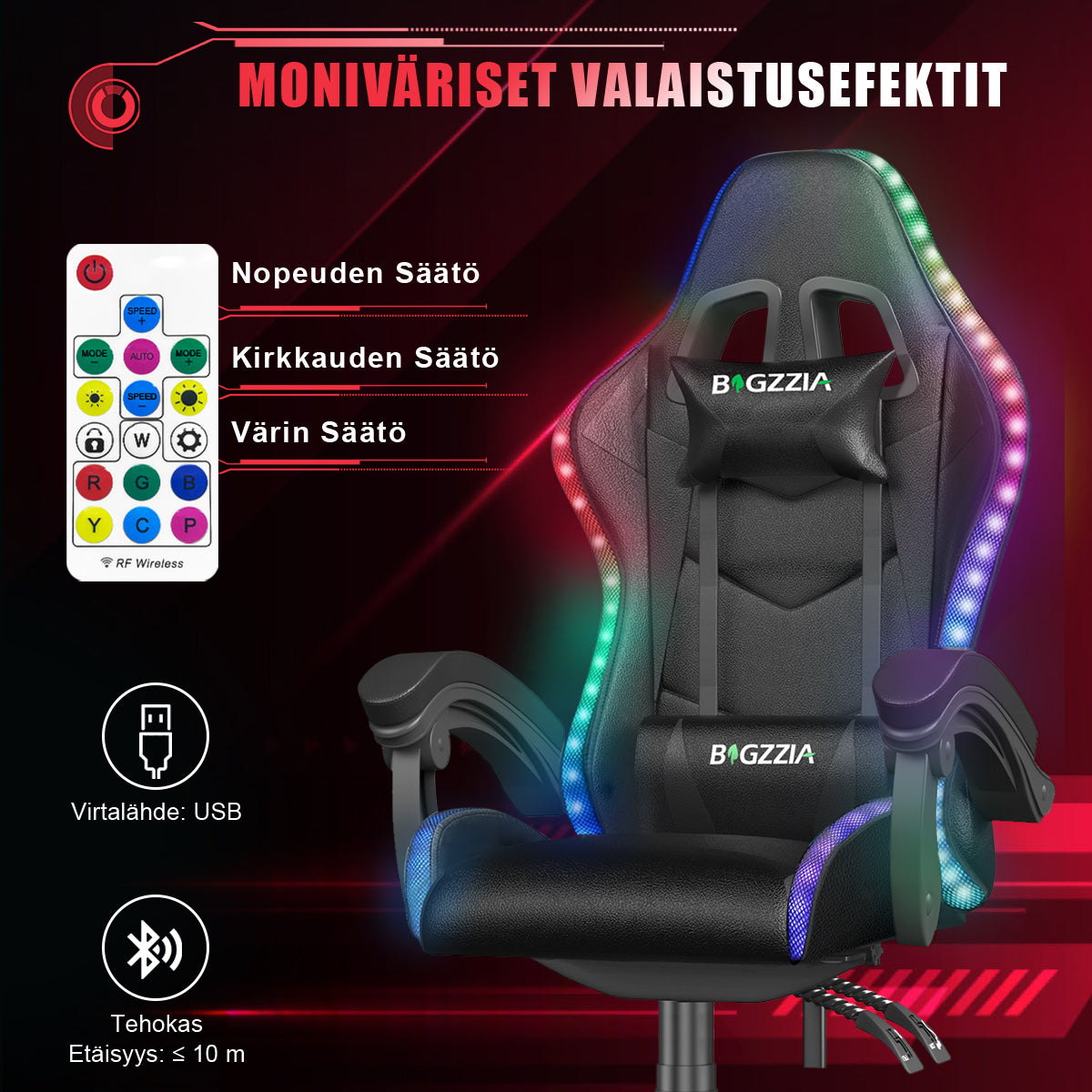 Ergonominen Pelituoli, 155° Kallistuva Pyörivä Tuoli Niskatuella, Ristiselän Tuki, PU-nahkainen Toimistotuoli