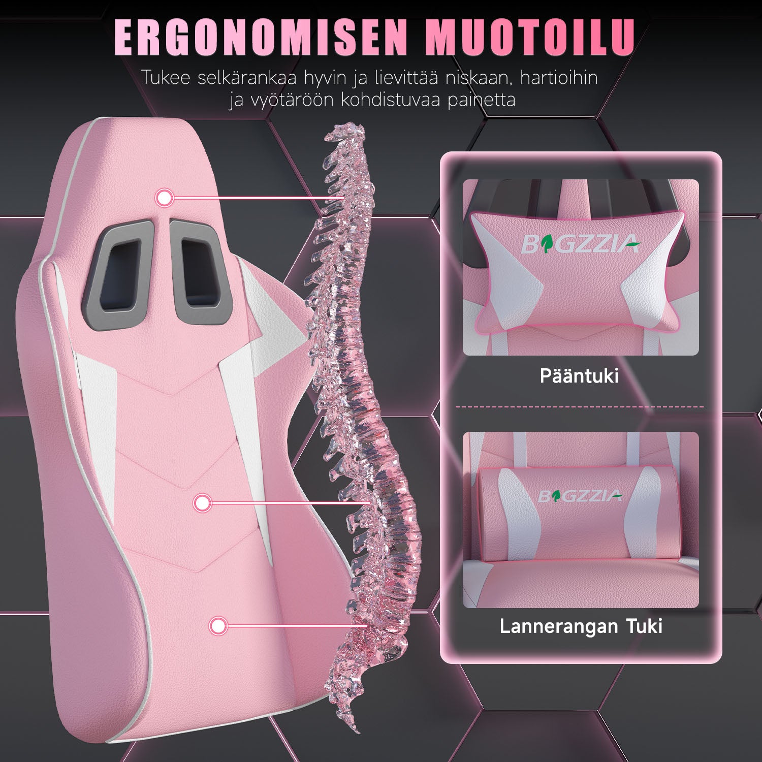 Pelituoli, Ergonominen Muotoilu, Niskatuki ja Ristiselän Tyyny, Pyörivä Kotitoimiston PU-nahkainen Tuoli