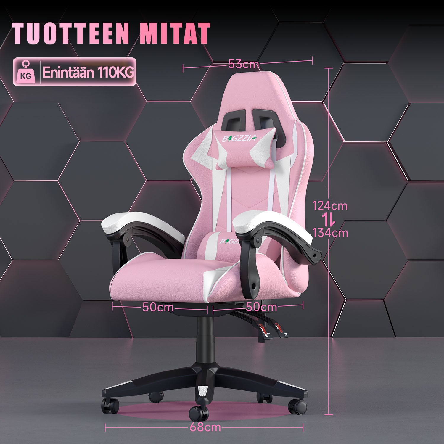 Pelituoli, Ergonominen Muotoilu, Niskatuki ja Ristiselän Tyyny, Pyörivä Kotitoimiston PU-nahkainen Tuoli