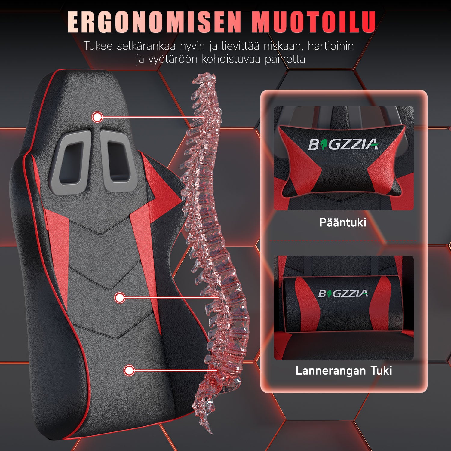 Pelituoli, Ergonominen Muotoilu, Niskatuki ja Ristiselän Tyyny, Pyörivä Kotitoimiston PU-nahkainen Tuoli