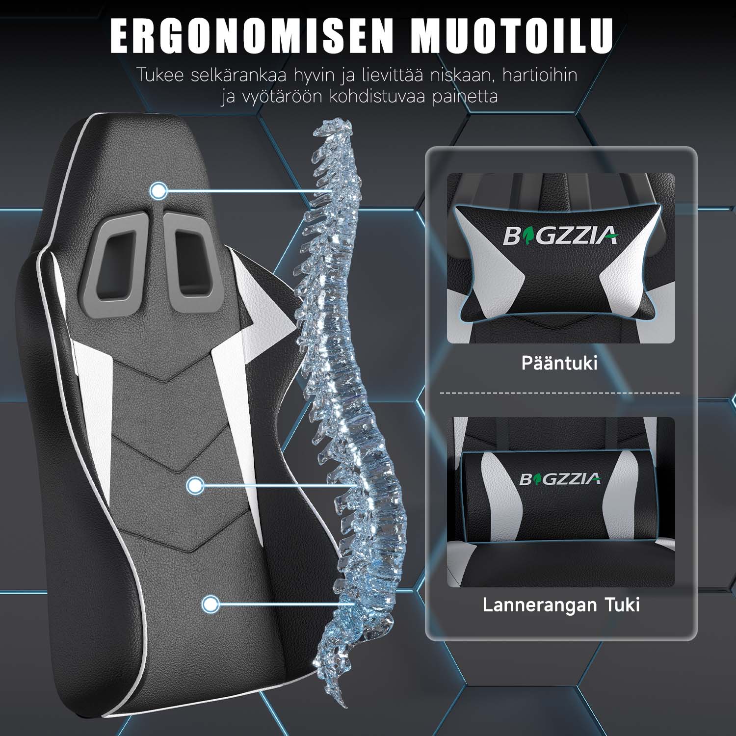 Pelituoli, Ergonominen Muotoilu, Niskatuki ja Ristiselän Tyyny, Pyörivä Kotitoimiston PU-nahkainen Tuoli
