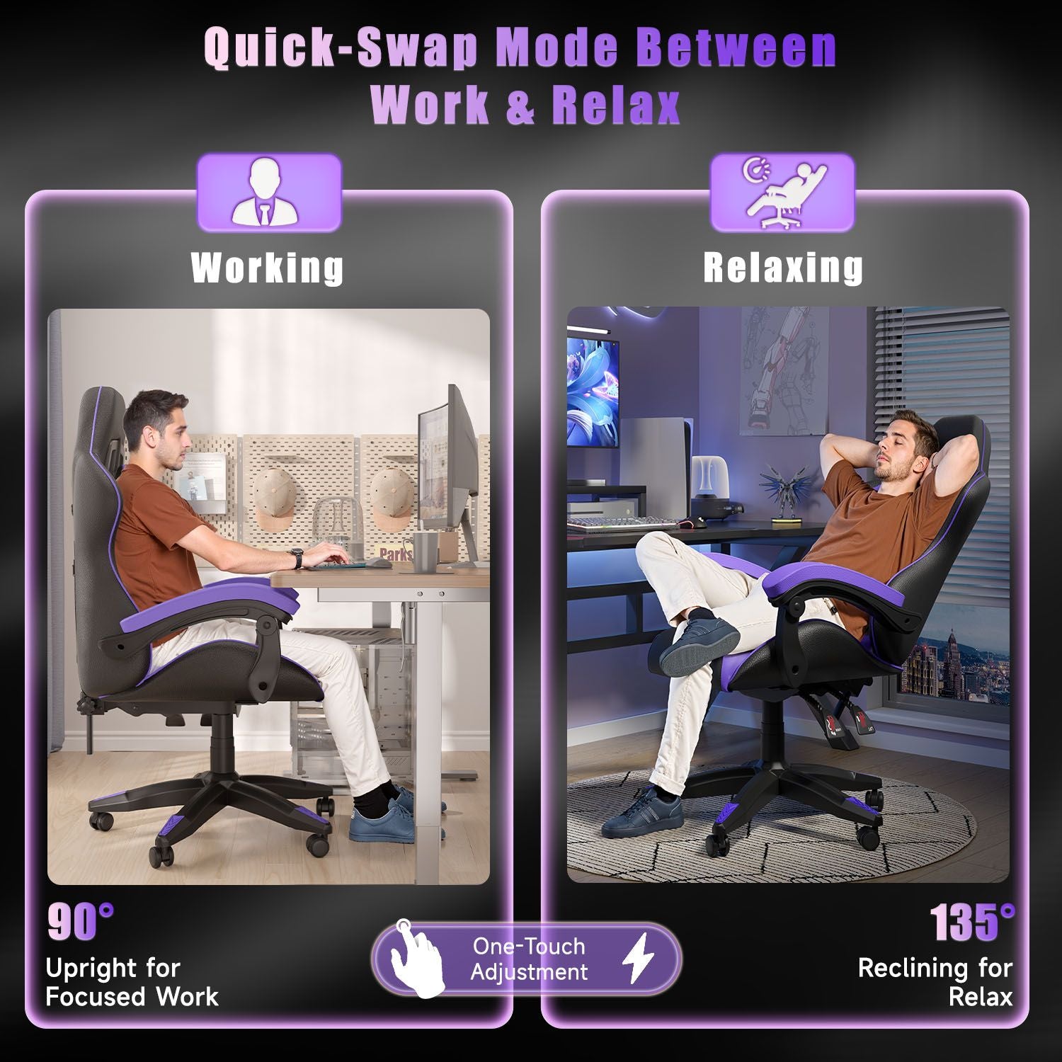 Pelituoli, Ergonominen Muotoilu, Niskatuki ja Ristiselän Tyyny, Pyörivä Kotitoimiston PU-nahkainen Tuoli