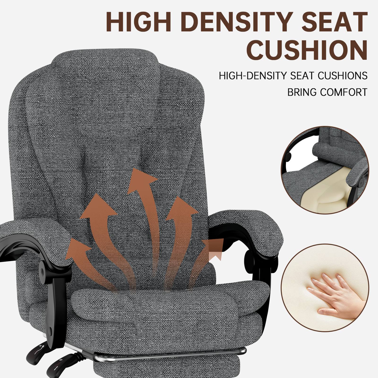 Ergonominen Toimistotuoli, PU-nahkainen Korkea Selkänojainen Tietokonepöytä, Jossa Kallistustoiminto Kotitoimistotyöskentelyyn