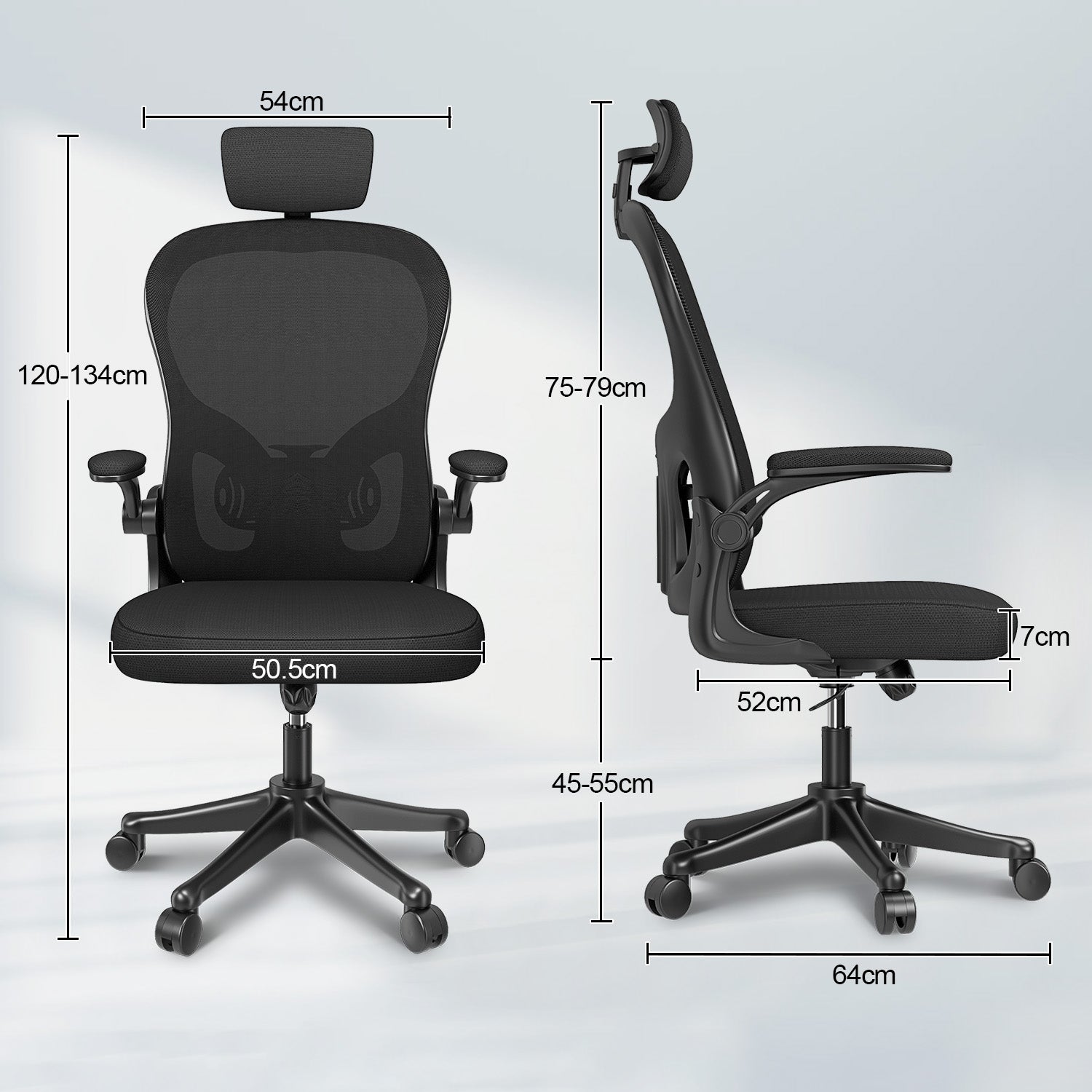 Toimistotuoli, Ergonominen Työtuoli, Pyörivä Tietokonetuoli Pehmustetulla Istuintyynyllä Kotiin/Toimistoon, eEnimmäiskuorma 150 kg