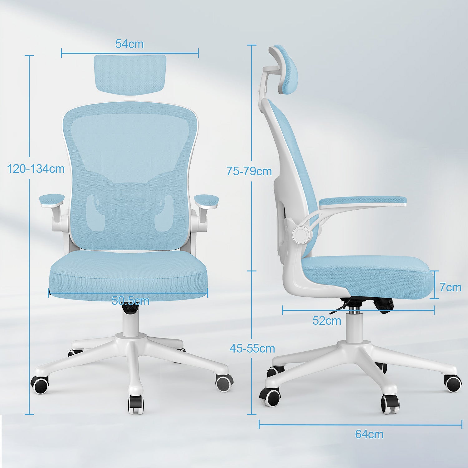 Toimistotuoli, Ergonominen Työtuoli, Pyörivä Tietokonetuoli Pehmustetulla Istuintyynyllä Kotiin/Toimistoon, eEnimmäiskuorma 150 kg