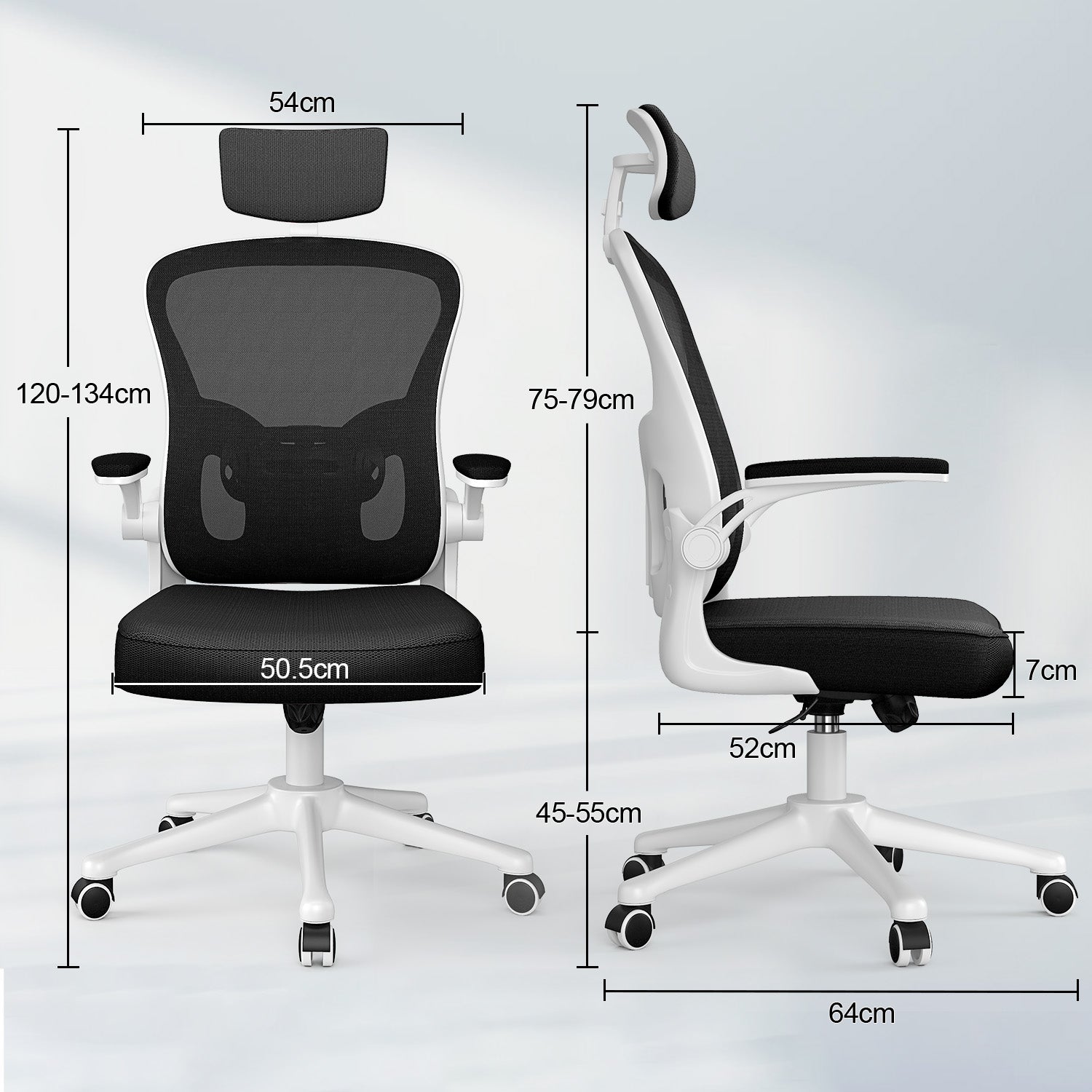 Toimistotuoli, Ergonominen Työtuoli, Pyörivä Tietokonetuoli Pehmustetulla Istuintyynyllä Kotiin/Toimistoon, eEnimmäiskuorma 150 kg