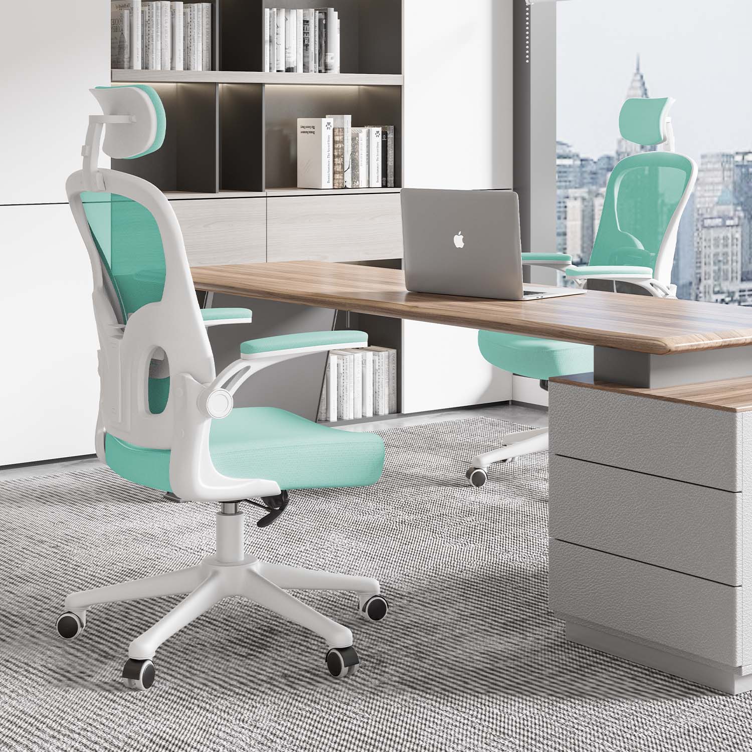 Toimistotuoli, Ergonominen Työtuoli, Pyörivä Tietokonetuoli Pehmustetulla Istuintyynyllä Kotiin/Toimistoon, eEnimmäiskuorma 150 kg