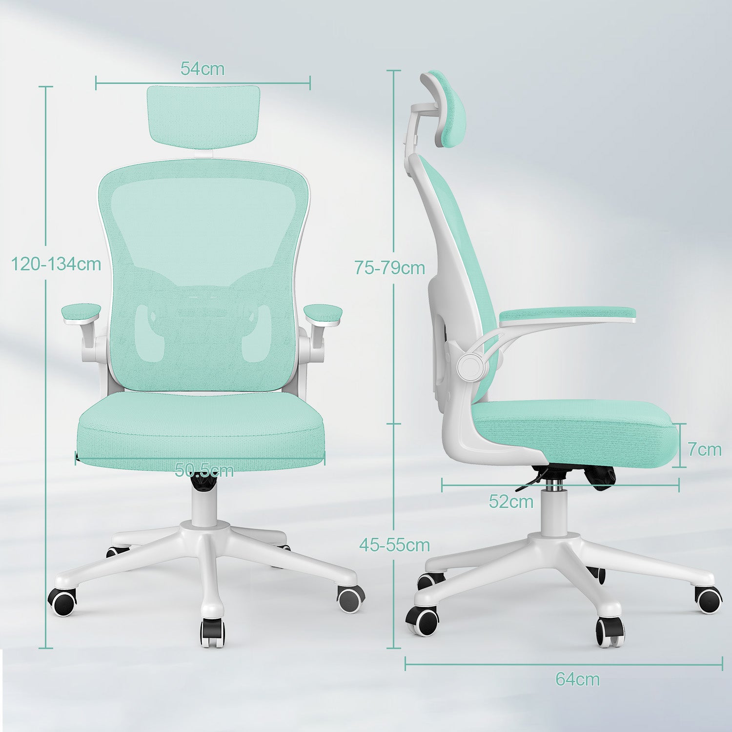 Toimistotuoli, Ergonominen Työtuoli, Pyörivä Tietokonetuoli Pehmustetulla Istuintyynyllä Kotiin/Toimistoon, eEnimmäiskuorma 150 kg