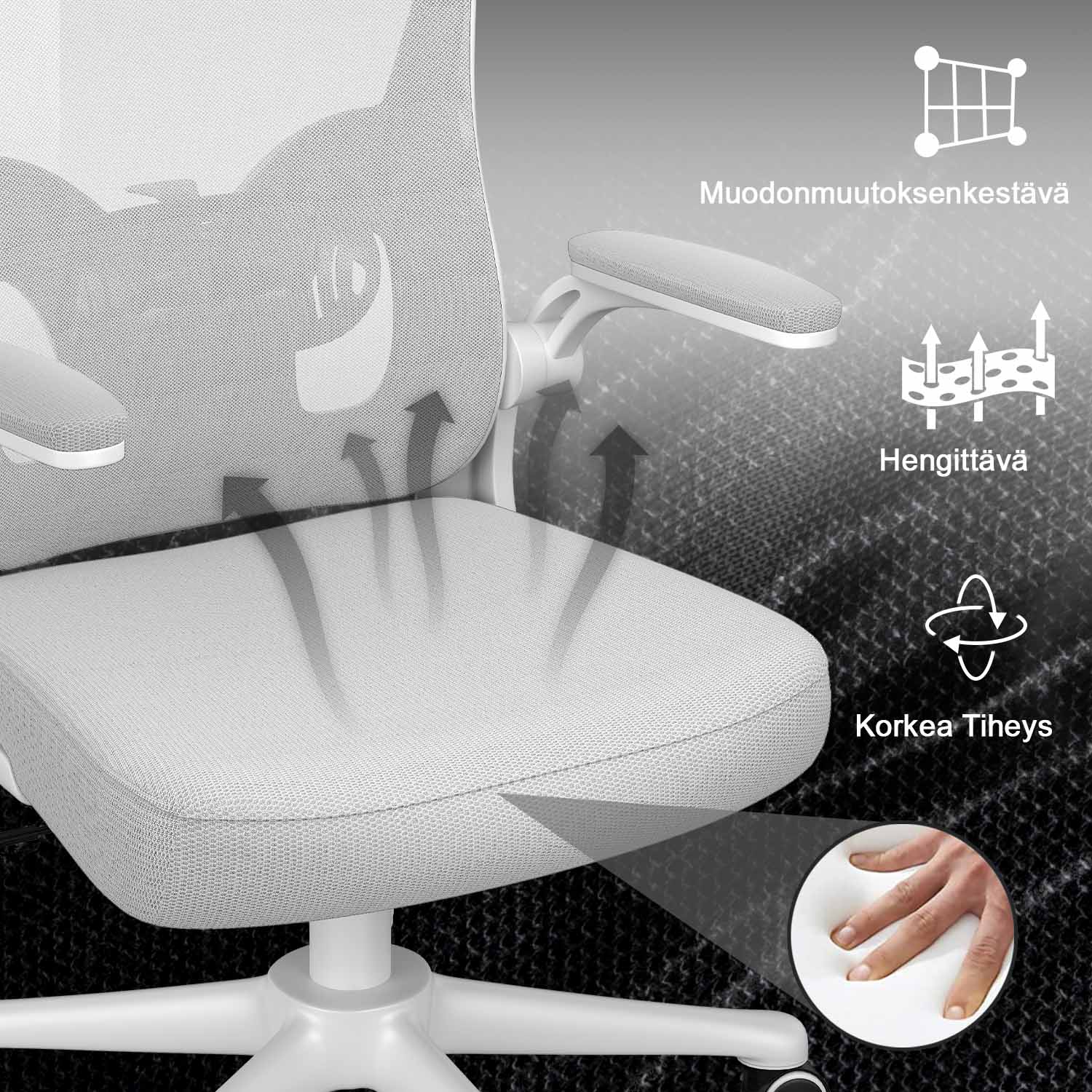 Toimistotuoli, Ergonominen Työtuoli, Pyörivä Tietokonetuoli Pehmustetulla Istuintyynyllä Kotiin/Toimistoon, eEnimmäiskuorma 150 kg