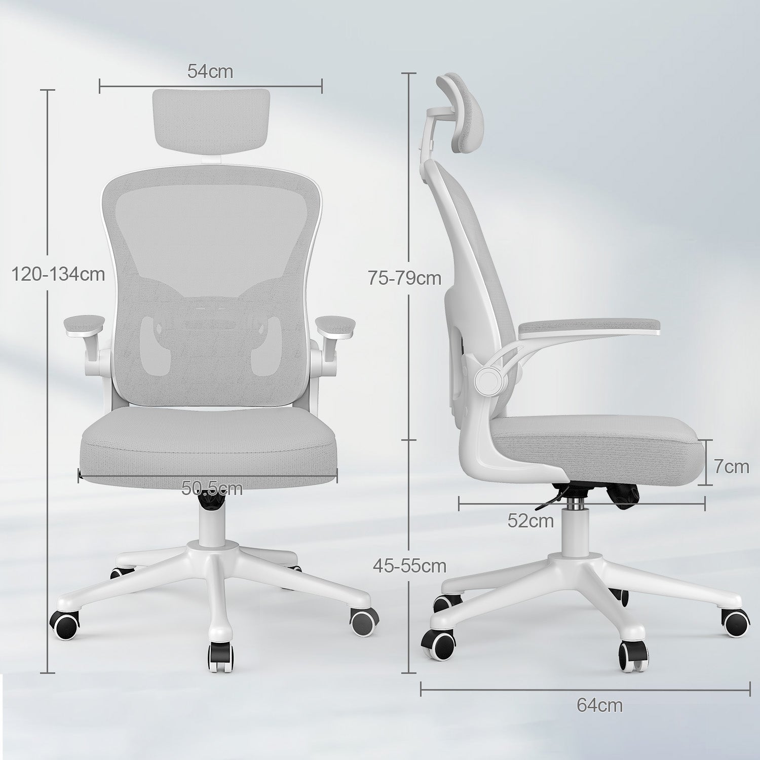 Toimistotuoli, Ergonominen Työtuoli, Pyörivä Tietokonetuoli Pehmustetulla Istuintyynyllä Kotiin/Toimistoon, eEnimmäiskuorma 150 kg