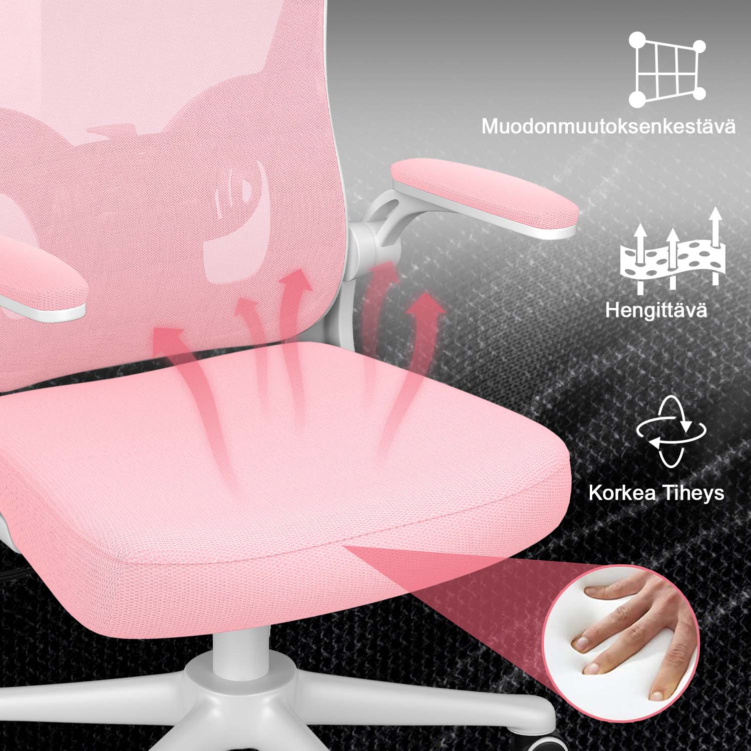 Toimistotuoli, Ergonominen Työtuoli, Pyörivä Tietokonetuoli Pehmustetulla Istuintyynyllä Kotiin/Toimistoon, eEnimmäiskuorma 150 kg