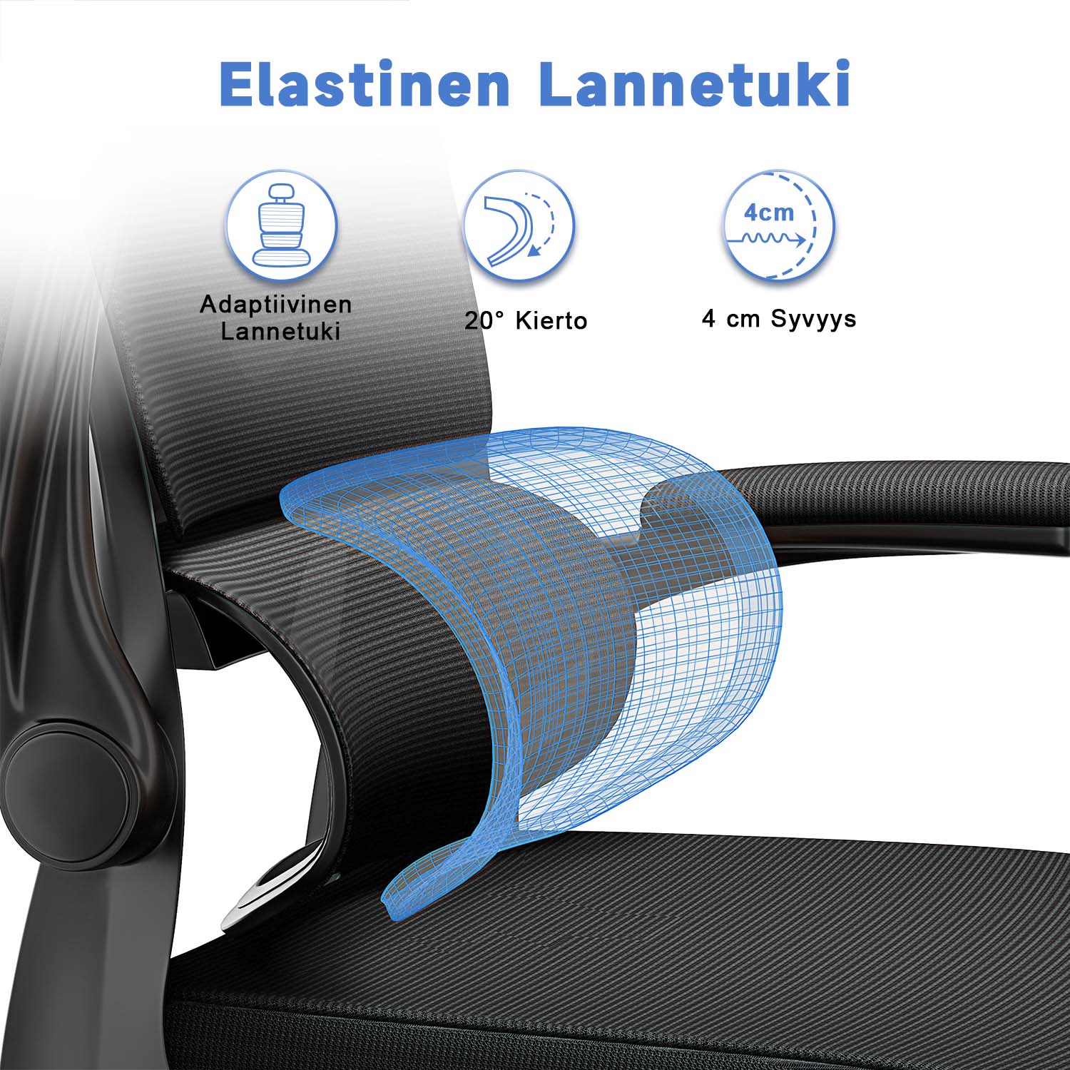 Toimistotuoli, Ergonominen Työtuoli, Pyörivä Tietokonetuoli Pehmustetulla Istuintyynyllä Kotiin/Toimistoon, eEnimmäiskuorma 150 kg