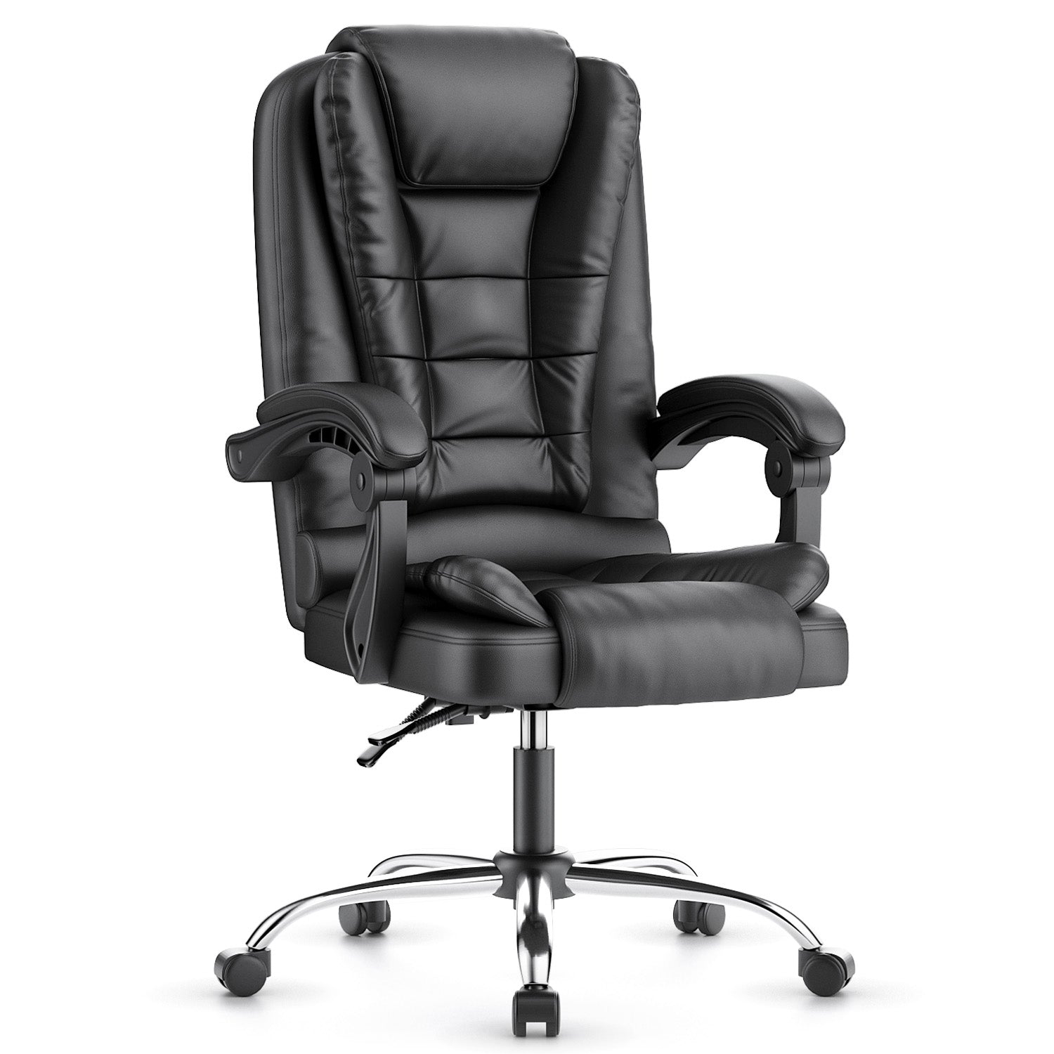 Ergonominen Toimistotuoli, PU-nahkainen Korkea Selkänojainen Tietokonepöytä, Jossa Kallistustoiminto Kotitoimistotyöskentelyyn