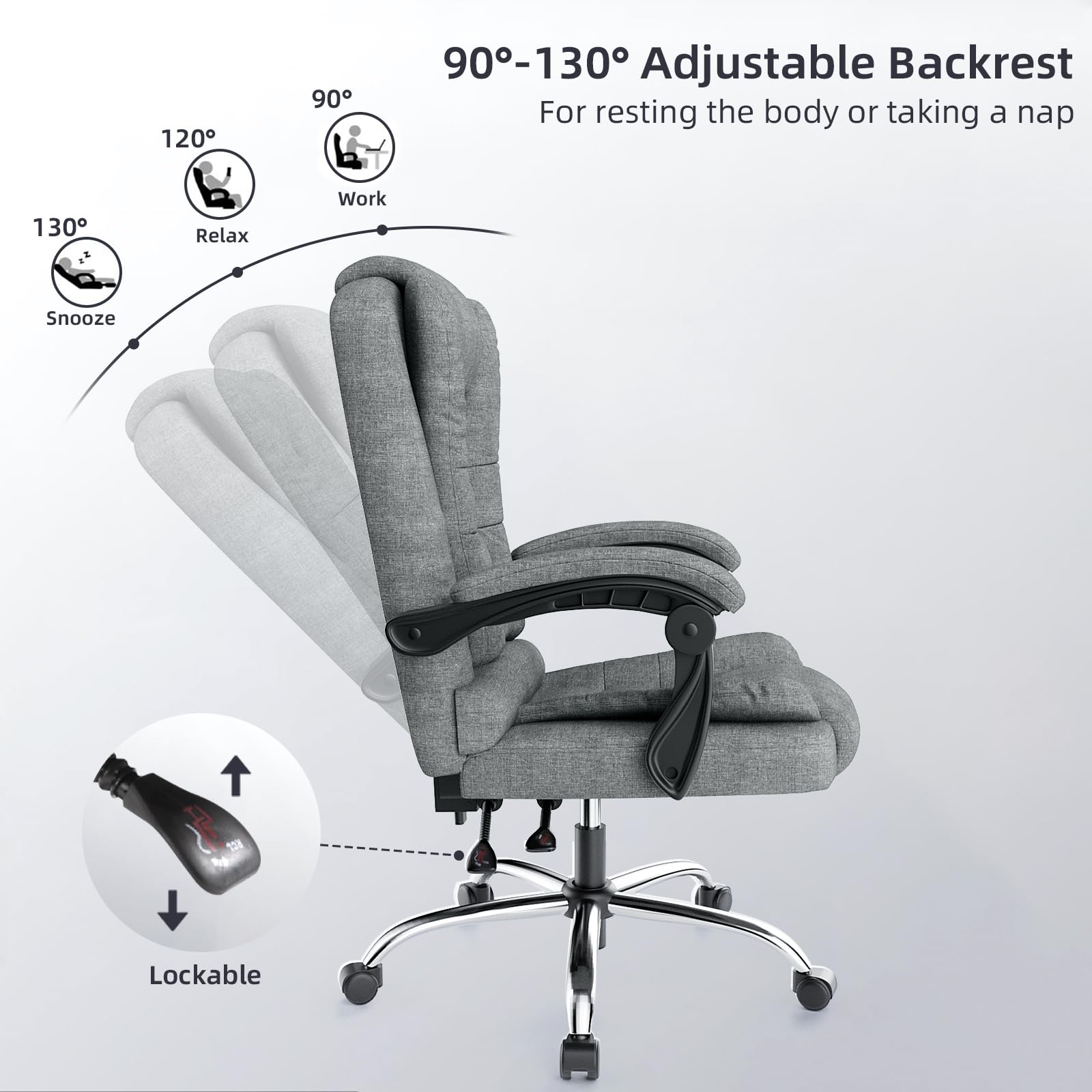 Ergonominen Toimistotuoli, PU-nahkainen Korkea Selkänojainen Tietokonepöytä, Jossa Kallistustoiminto Kotitoimistotyöskentelyyn