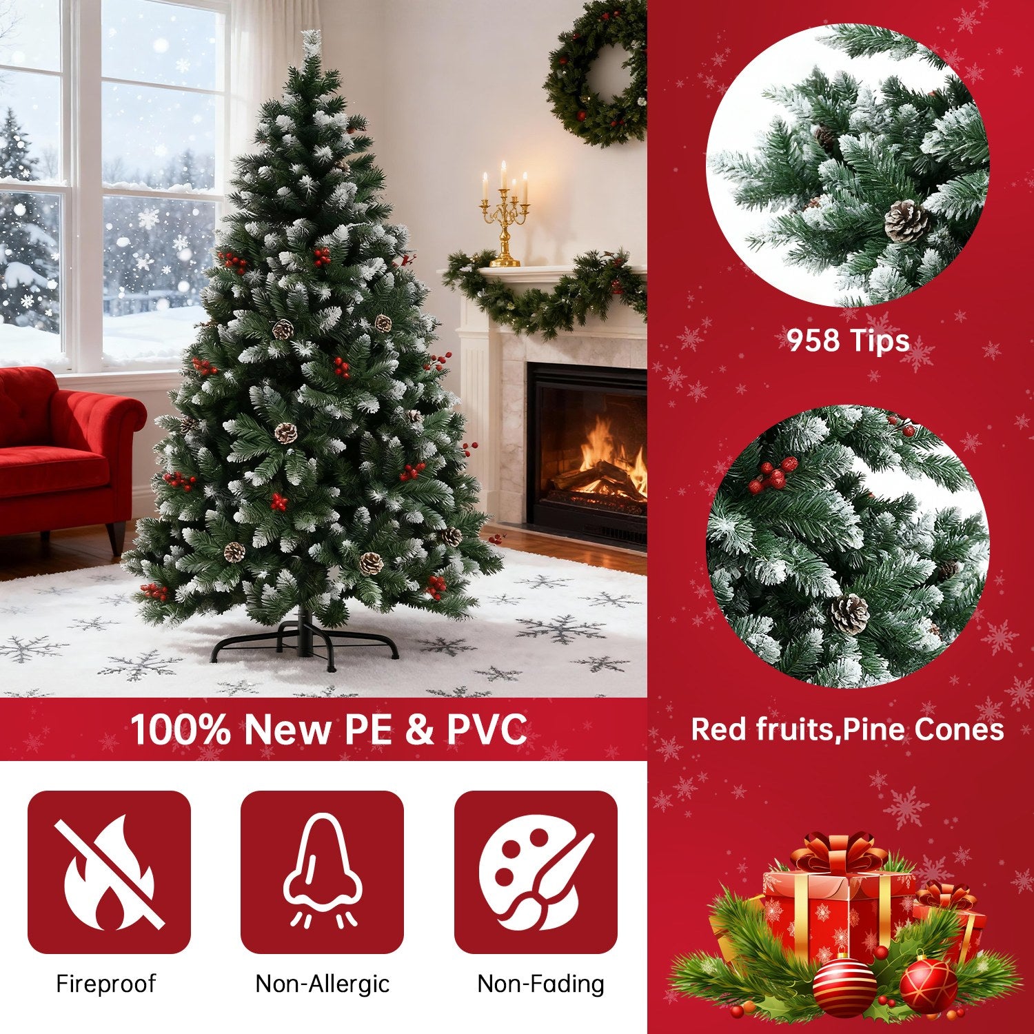 Keinotekoinen Joulukuusi, Kokoontaitettavat Parveilevat Joulukuuset Metallijalustalla