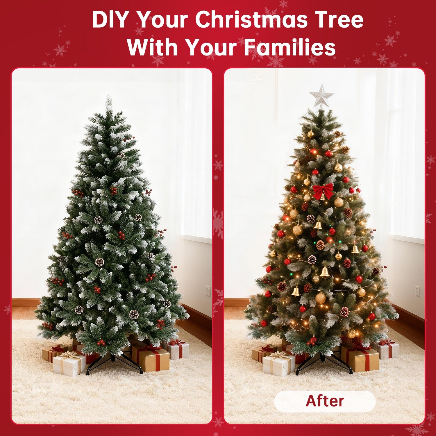 Keinotekoinen Joulukuusi, Kokoontaitettavat Parveilevat Joulukuuset Metallijalustalla